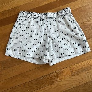 White Embroidered Cotton Shorts